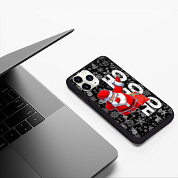 Чехол iPhone 11 Pro матовый Santa Claus, dabbing, through the snow, цвет: 3D-черный — фото 2