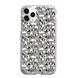 Чехол iPhone 11 Pro матовый Кролики пятнистые, цвет: 3D-светло-сиреневый