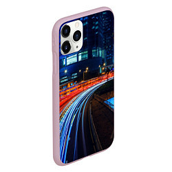 Чехол iPhone 11 Pro матовый Ночной мегаполис night city, цвет: 3D-розовый — фото 2