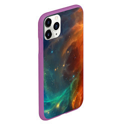 Чехол iPhone 11 Pro матовый Столкновение двух космических галактик, цвет: 3D-фиолетовый — фото 2