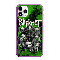 Чехол iPhone 11 Pro матовый Slipknot green abstract, цвет: 3D-фиолетовый