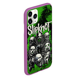 Чехол iPhone 11 Pro матовый Slipknot green abstract, цвет: 3D-фиолетовый — фото 2