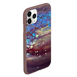 Чехол iPhone 11 Pro матовый Тёмный песок и синие блестящие камни, цвет: 3D-коричневый — фото 2