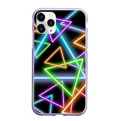 Чехол iPhone 11 Pro матовый Неоновые треугольники - текстура, цвет: 3D-светло-сиреневый