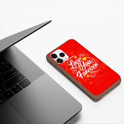 Чехол iPhone 11 Pro матовый Love you forever - hearts, patterns, цвет: 3D-коричневый — фото 2