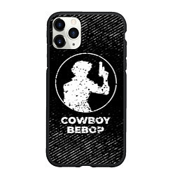 Чехол iPhone 11 Pro матовый Cowboy Bebop с потертостями на темном фоне, цвет: 3D-черный