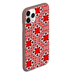 Чехол iPhone 11 Pro матовый Белорусская вышивка - орнамент, цвет: 3D-коричневый — фото 2