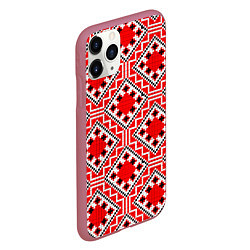 Чехол iPhone 11 Pro матовый Белорусская вышивка - орнамент, цвет: 3D-малиновый — фото 2