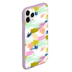 Чехол iPhone 11 Pro матовый Разноцветные мазки красками модный узор, цвет: 3D-сиреневый — фото 2