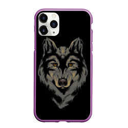 Чехол iPhone 11 Pro матовый Голова серого волка