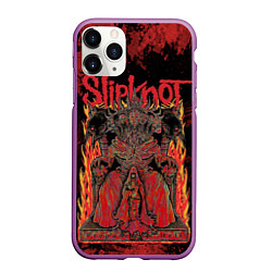 Чехол iPhone 11 Pro матовый Slipknot black and red, цвет: 3D-фиолетовый