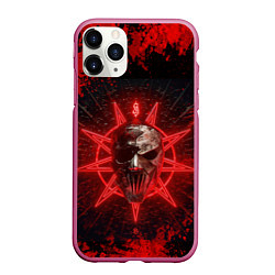 Чехол iPhone 11 Pro матовый Slipknot red satan star, цвет: 3D-малиновый