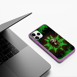 Чехол iPhone 11 Pro матовый Slipknot green star, цвет: 3D-фиолетовый — фото 2