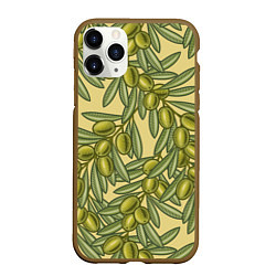 Чехол iPhone 11 Pro матовый Винтажные ветви оливок, цвет: 3D-коричневый