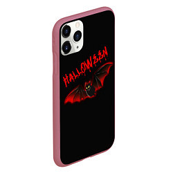 Чехол iPhone 11 Pro матовый Halloween : летучая мышь, цвет: 3D-малиновый — фото 2