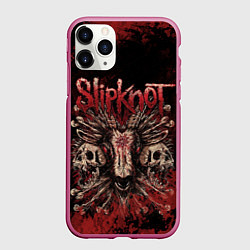 Чехол iPhone 11 Pro матовый Horror Slipknot, цвет: 3D-малиновый