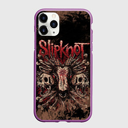 Чехол iPhone 11 Pro матовый Slipknot skull, цвет: 3D-фиолетовый