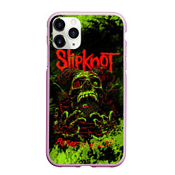 Чехол iPhone 11 Pro матовый Slipknot green череп, цвет: 3D-розовый