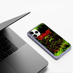 Чехол iPhone 11 Pro матовый Slipknot green череп, цвет: 3D-светло-сиреневый — фото 2