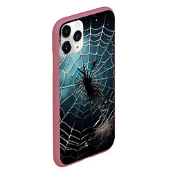 Чехол iPhone 11 Pro матовый Halloween - паутина на фоне мрачного неба, цвет: 3D-малиновый — фото 2