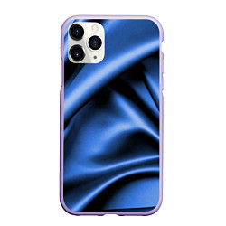 Чехол iPhone 11 Pro матовый Складки гладкой синей ткани, цвет: 3D-светло-сиреневый
