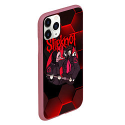 Чехол iPhone 11 Pro матовый Slipknot art black, цвет: 3D-малиновый — фото 2