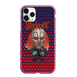 Чехол iPhone 11 Pro матовый Slipknot clown, цвет: 3D-малиновый