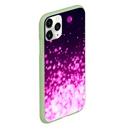 Чехол iPhone 11 Pro матовый Розовые блёстки на тёмном фоне, цвет: 3D-салатовый — фото 2