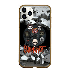 Чехол iPhone 11 Pro матовый Slipknot объемные плиты black, цвет: 3D-коричневый