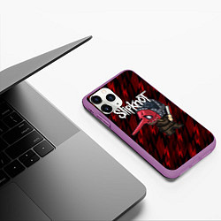 Чехол iPhone 11 Pro матовый Slipknot красные молнии, цвет: 3D-фиолетовый — фото 2