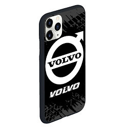 Чехол iPhone 11 Pro матовый Volvo speed на темном фоне со следами шин, цвет: 3D-черный — фото 2