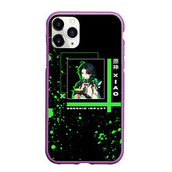 Чехол iPhone 11 Pro матовый Genshin Impact: Xiao, цвет: 3D-фиолетовый