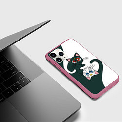 Чехол iPhone 11 Pro матовый Луна и Артемис инь-янь, цвет: 3D-малиновый — фото 2