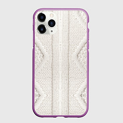 Чехол iPhone 11 Pro матовый Имитация - вязаная структура, цвет: 3D-фиолетовый