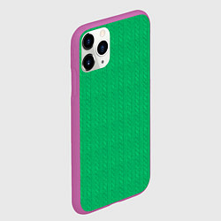 Чехол iPhone 11 Pro матовый Зеленый вязаный свитер, цвет: 3D-фиолетовый — фото 2