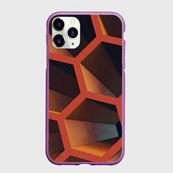 Чехол iPhone 11 Pro матовый Абстрактные шестигранные фигуры, цвет: 3D-фиолетовый