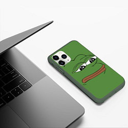 Чехол iPhone 11 Pro матовый Лягушонок Pepe грустит, цвет: 3D-темно-зеленый — фото 2