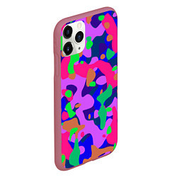 Чехол iPhone 11 Pro матовый Абстракция в неоновых цветах, цвет: 3D-малиновый — фото 2