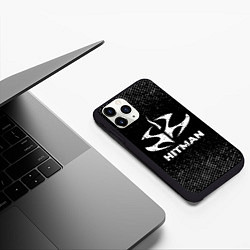 Чехол iPhone 11 Pro матовый Hitman с потертостями на темном фоне, цвет: 3D-черный — фото 2