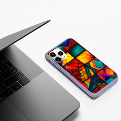 Чехол iPhone 11 Pro матовый Лоскутная мозаика - пэчворк, цвет: 3D-светло-сиреневый — фото 2