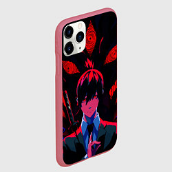 Чехол iPhone 11 Pro матовый Аки Хаякава Kon - Человек бензопила, цвет: 3D-малиновый — фото 2