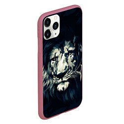 Чехол iPhone 11 Pro матовый Голова царя-зверей льва, цвет: 3D-малиновый — фото 2