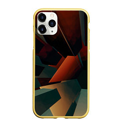Чехол iPhone 11 Pro матовый Геометрические абстрактные линии и столбы, цвет: 3D-желтый
