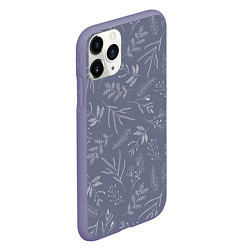 Чехол iPhone 11 Pro матовый Минималистичный растительный узор на серо-голубом, цвет: 3D-серый — фото 2