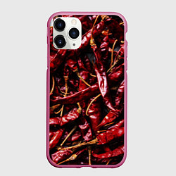 Чехол iPhone 11 Pro матовый Перчики чили, цвет: 3D-малиновый