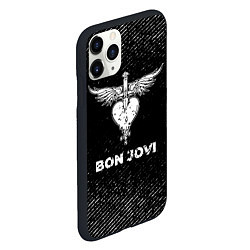 Чехол iPhone 11 Pro матовый Bon Jovi с потертостями на темном фоне, цвет: 3D-черный — фото 2