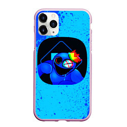 Чехол iPhone 11 Pro матовый Радужные друзья: Синий глитч, цвет: 3D-розовый