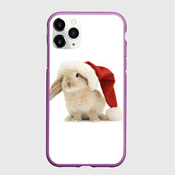 Чехол iPhone 11 Pro матовый Новогодний кролик - 2023, цвет: 3D-фиолетовый