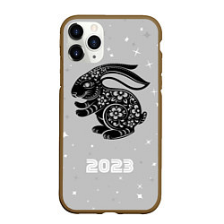 Чехол iPhone 11 Pro матовый Символ 2023 года черный водяной кролик, цвет: 3D-коричневый