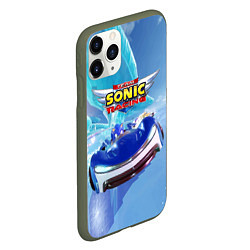Чехол iPhone 11 Pro матовый Team Sonic racing - hedgehog - speed, цвет: 3D-темно-зеленый — фото 2